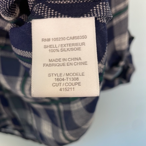 Joie Nura Silk Blouse in Dark Navy Plaid Size Small - Picture 6 of 10